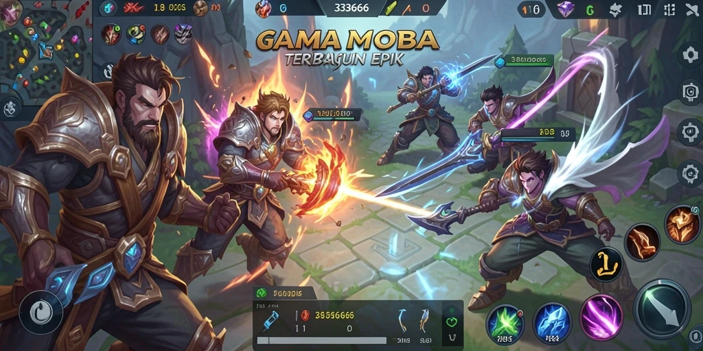 Gameplay mendebarkan dalam pertarungan MOBA 333666.