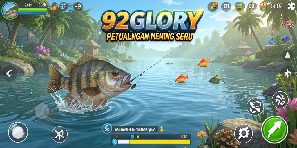 Gameplay seru dan memikat dalam 92GLORY saat memancing.