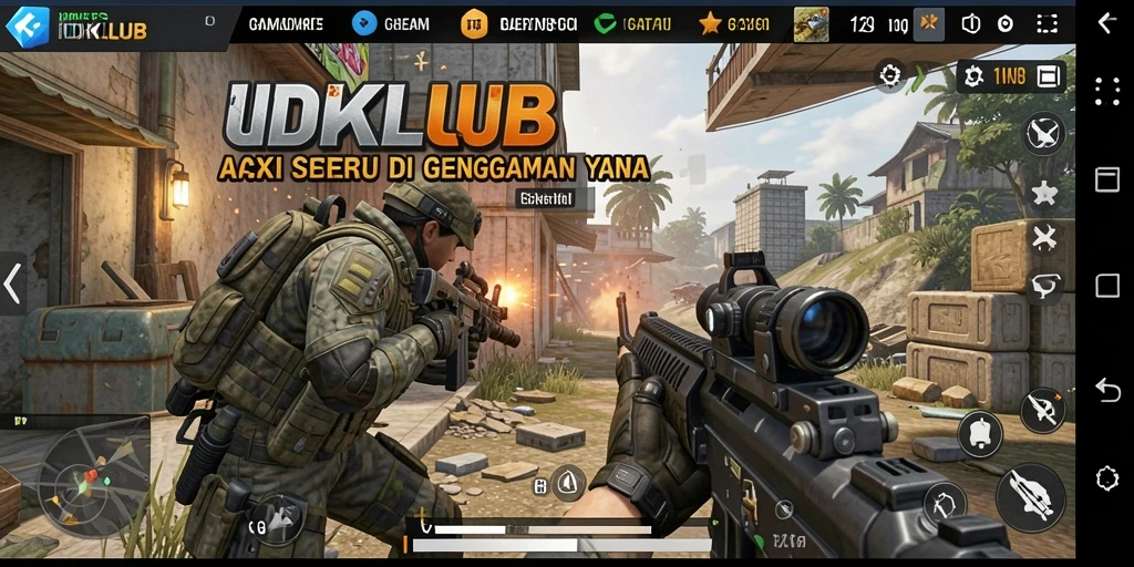 Tampilan gameplay seru dari IDKLUB dengan aksi FPS mendebarkan.