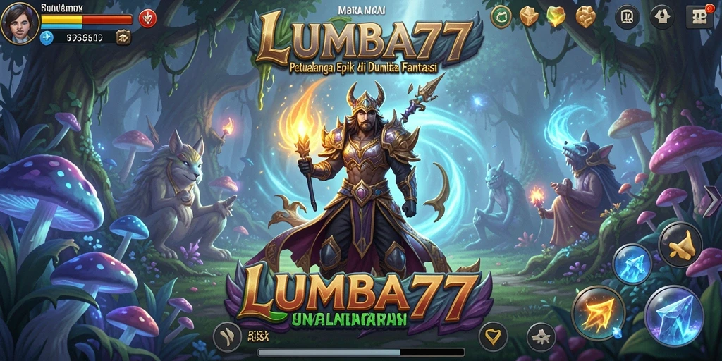 Screenshot gameplay LUMBA77 menampilkan pertarungan seru di dunia fantasi.