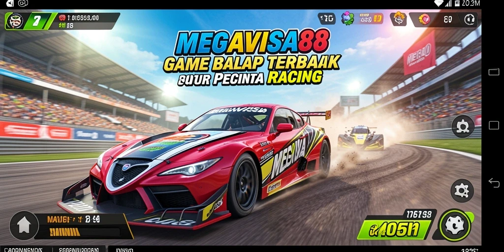 Screenshot gameplay dari MEGAVISA88 yang menunjukkan balapan mendebarkan.