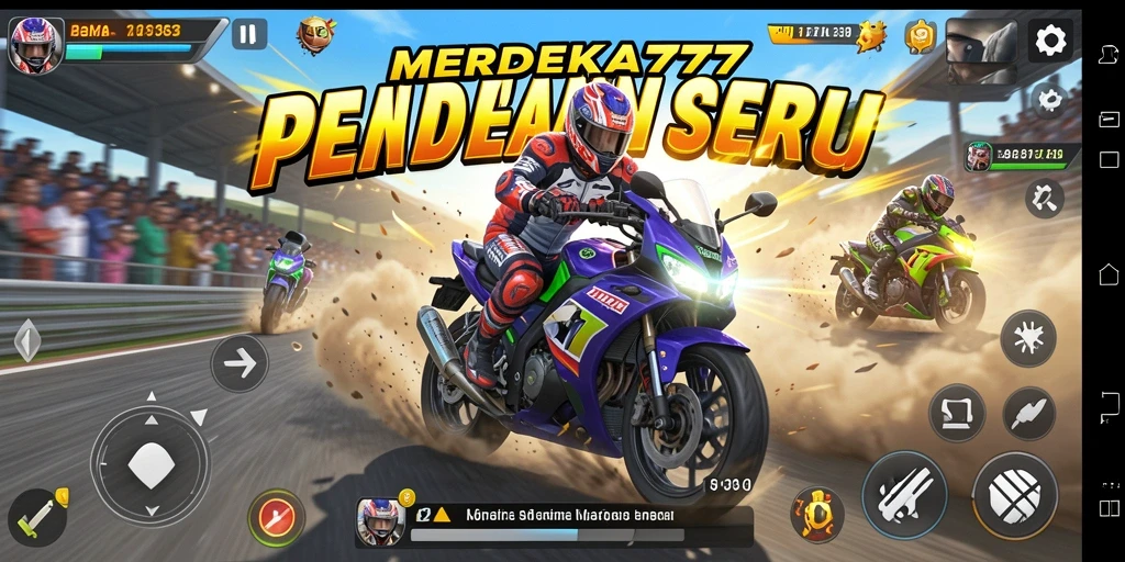 Tampilan gameplay balapan motor yang seru dan mendebarkan.