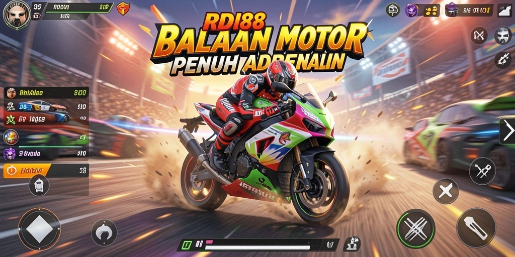 Tampilan gameplay menegangkan dengan balapan motor yang seru.